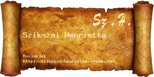 Szikszai Henrietta névjegykártya